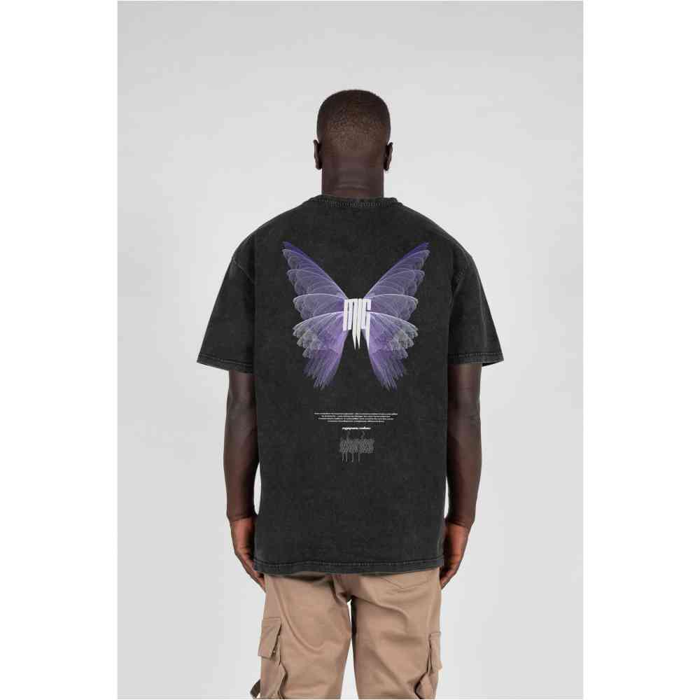 MJ GONZALES - Metamorphose V.2 Acid Washed Heavy Oversized Heren Tshirt - Zwart